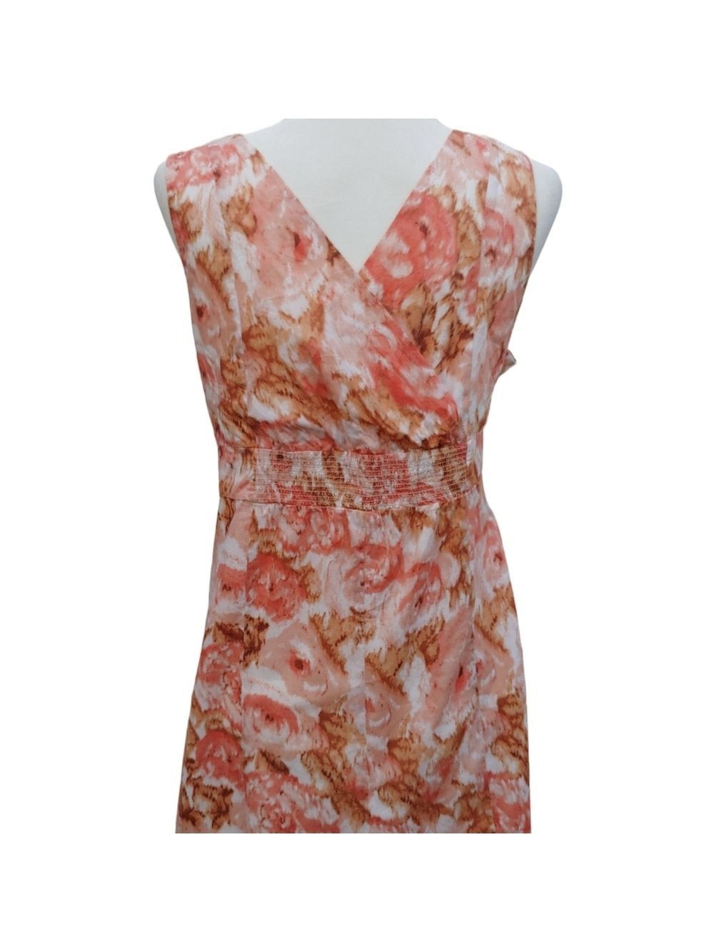 Lands' End New Cotton Floral Dress with Wrap V-Neck in Peach Multi size 14 NWT - Picture 4 of 16
